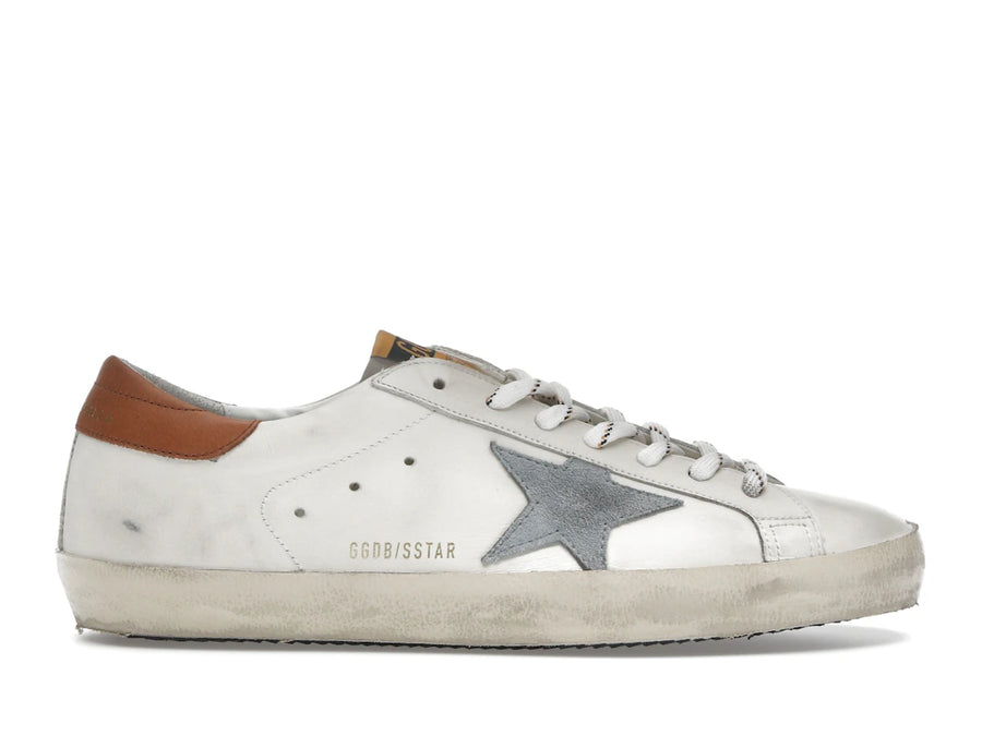 Languette de talon Golden Goose Super-Star blanche, grise et marron