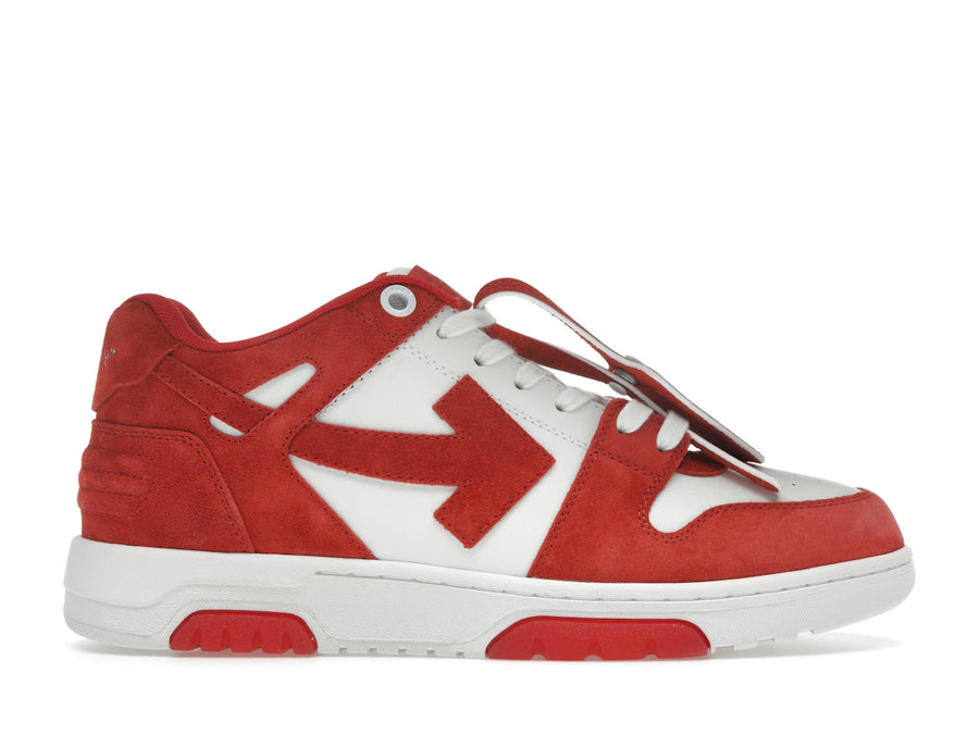 OFF-WHITE Out Of Office "OOO" Baskets basses en daim rouge brique et blanc