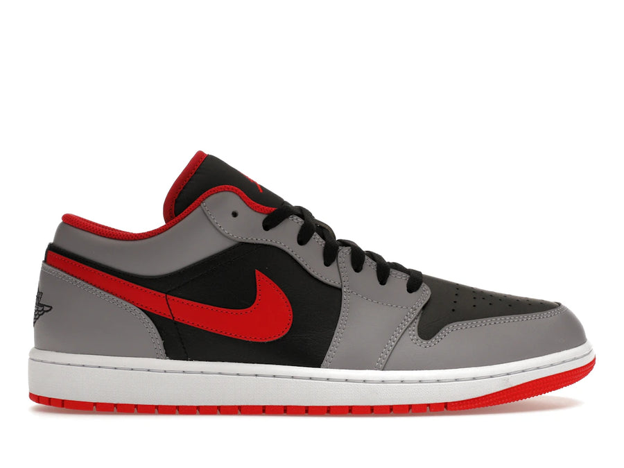 Jordan 1 Low Noir Gris fumé clair Rouge gym