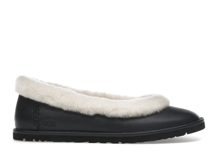 Ballerines plates en cuir UGG Zora noires (Femme)