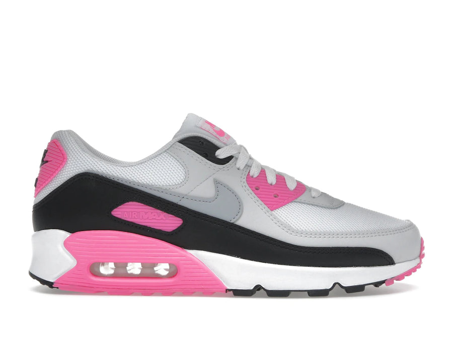 Nike Air Max 90 Blanc Rose Fluorescent Gris Loup (Femme)