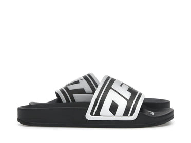 OFF-WHITE Embossed Logo Pool Slides Black White (Women's)