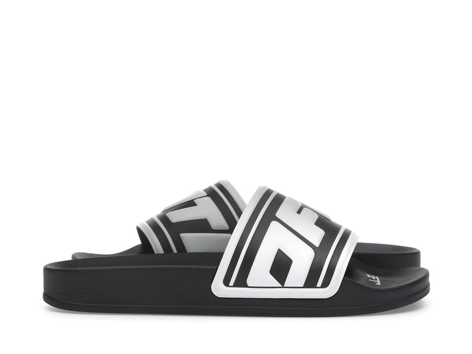 OFF-WHITE Embossed Logo Pool Slides Black White (Women's)