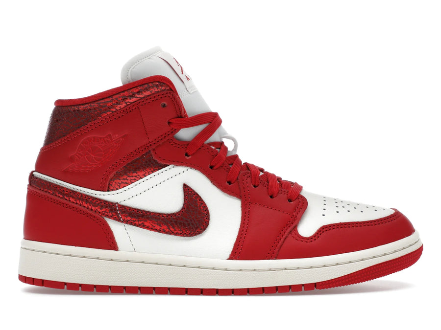 Jordan 1 Mid SE Rouge Cuir Craquelé (Femme)