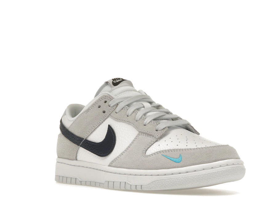 Nike Dunk Low White Grey Navy Aqua Mini Swoosh