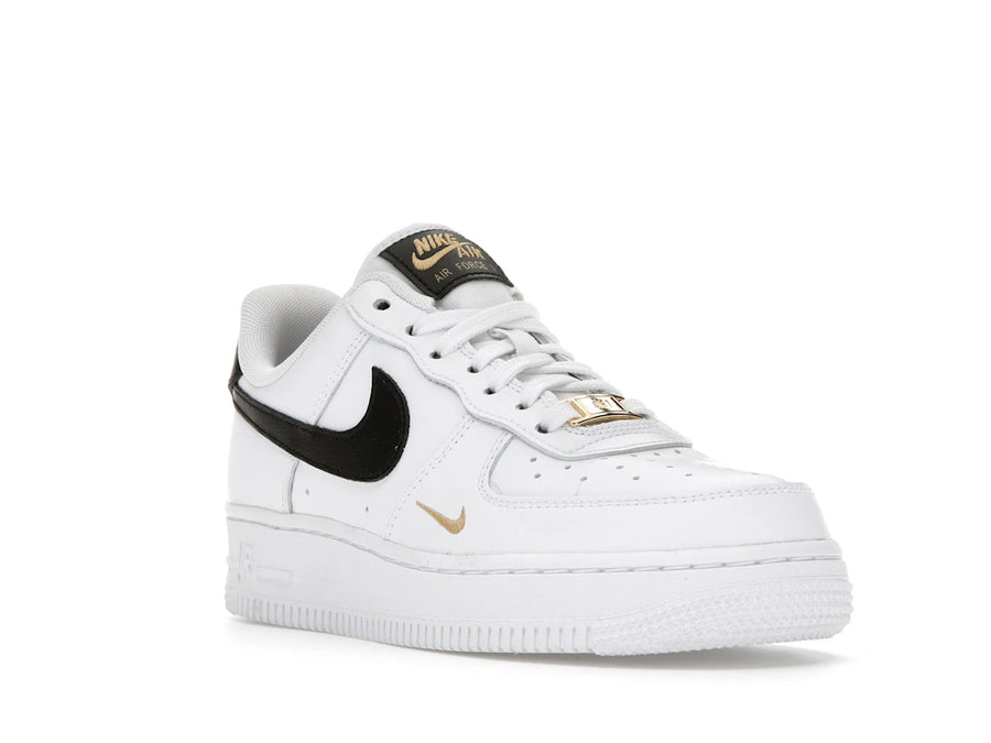 Nike Air Force 1 Low '07 Essential White Black Gold Mini Swoosh (Women's)