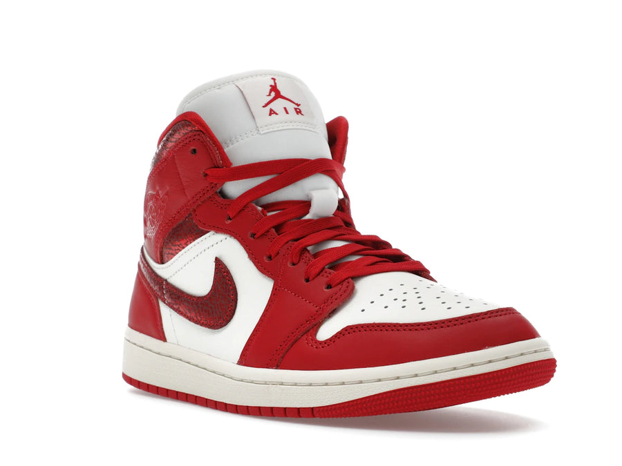 Jordan 1 Mid SE Rouge Cuir Craquelé (Femme)