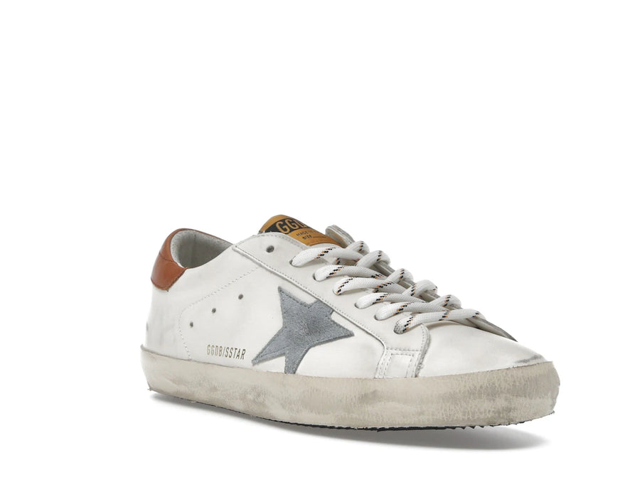 Languette de talon Golden Goose Super-Star blanche, grise et marron