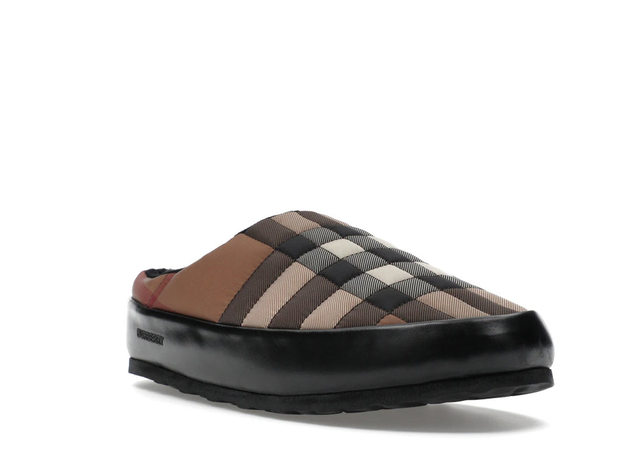 Pantoufles Burberry Northaven à carreaux vintage marron bouleau