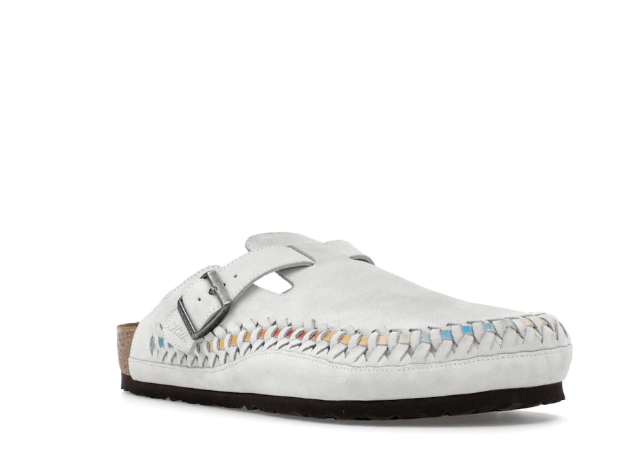 Birkenstock Boston en daim tressé Kith Blanc antique tie-dye