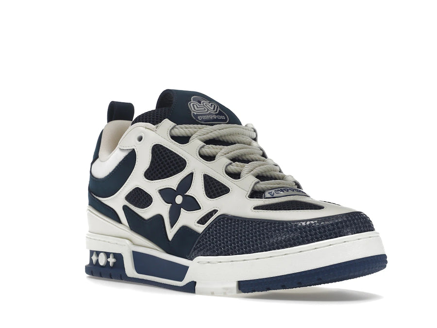 Baskets Louis Vuitton LV Skate bleu marine et blanches