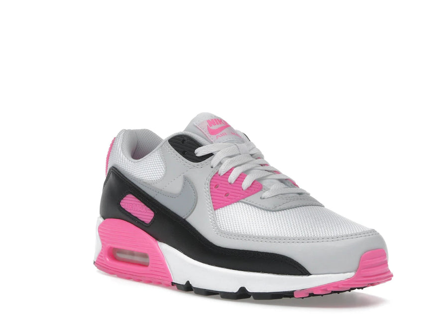 Nike Air Max 90 Blanc Rose Fluorescent Gris Loup (Femme)
