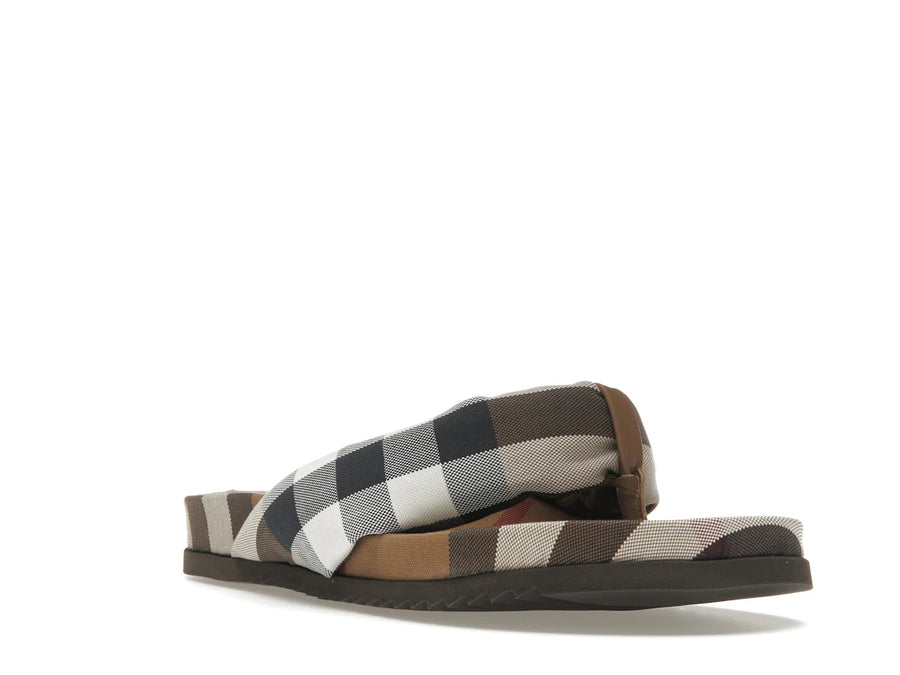 Burberry Check Print Thong Sandals Brown