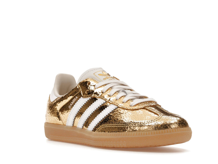 adidas Samba OG Gold Metallic Cracked Leather (Femme)