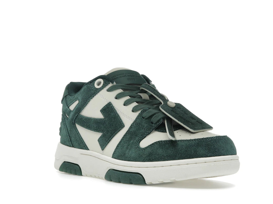 OFF-WHITE Out Of Office "OOO" Baskets basses en daim vert jais écru