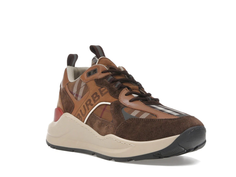 Burberry Check and Suede Sneakers Dark Birch Brown