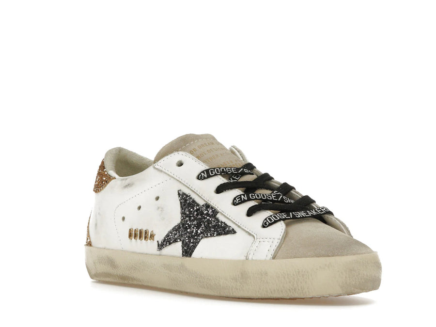 Golden Goose Super-Star Blanc Argent Or Paillettes (Femme)