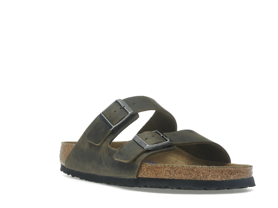 Birkenstock Arizona, semelle souple, cuir huilé, kaki délavé