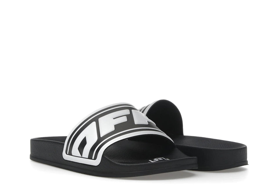 OFF-WHITE Embossed Logo Pool Slides Black White (Women's)