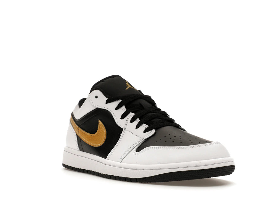 Jordan 1 Low Blanc Noir Swoosh Or Métallisé