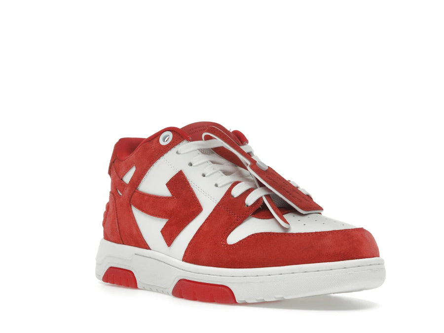 OFF-WHITE Out Of Office "OOO" Baskets basses en daim rouge brique et blanc