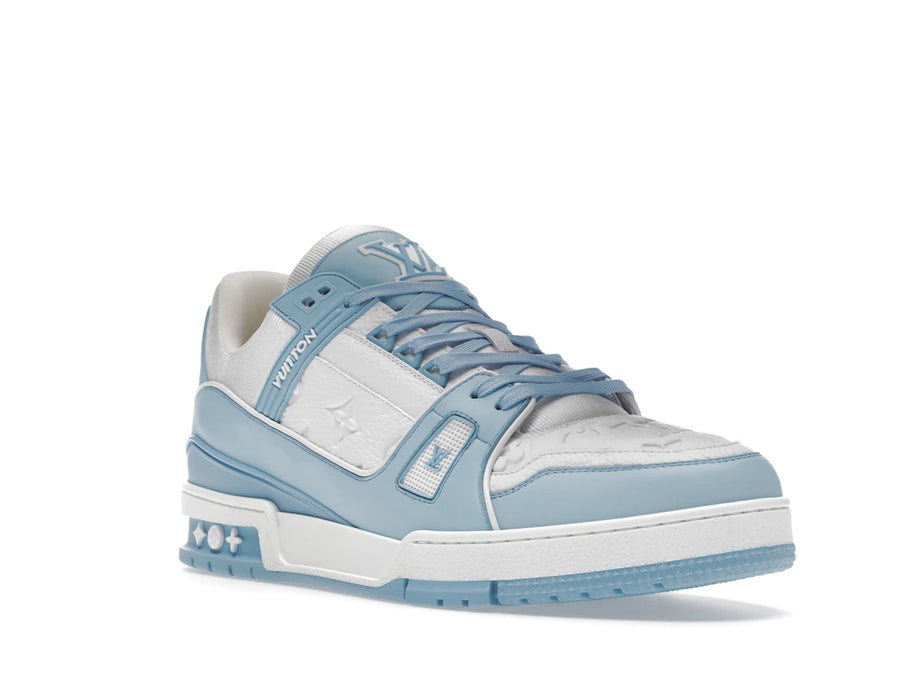 Baskets basses Louis Vuitton blanches et bleu ciel