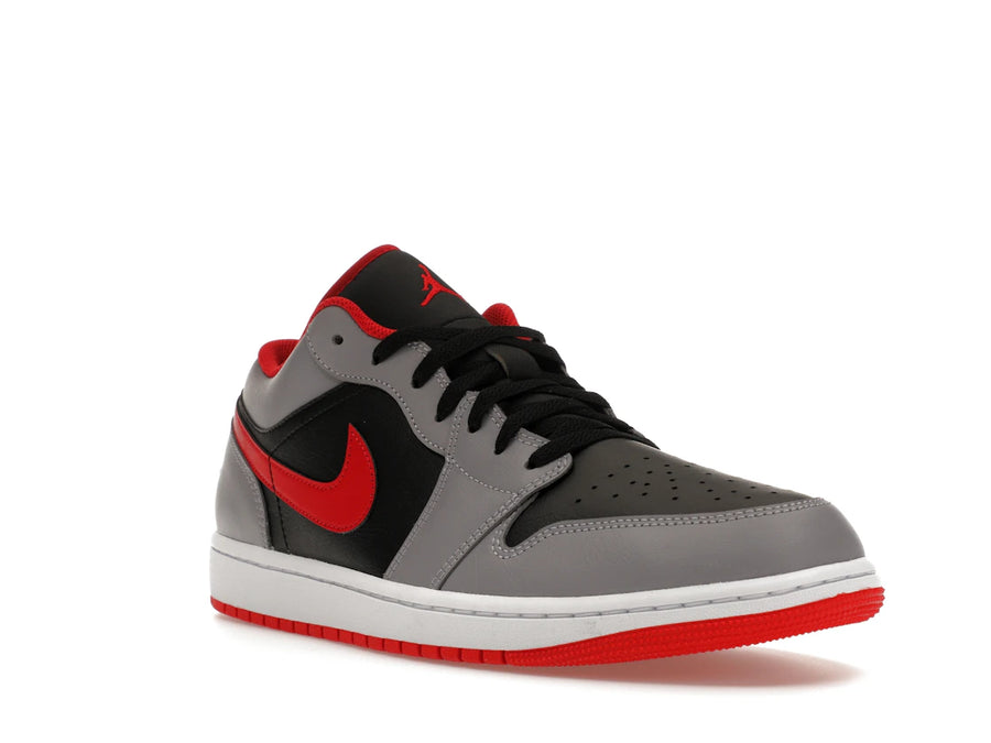 Jordan 1 Low Noir Gris fumé clair Rouge gym