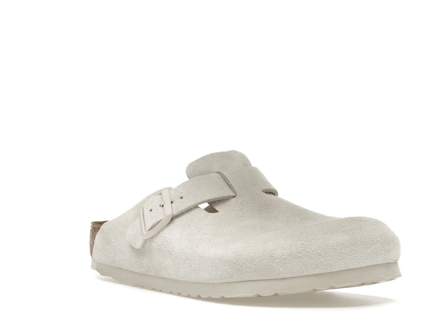 Birkenstock Boston à semelle souple en daim blanc antique