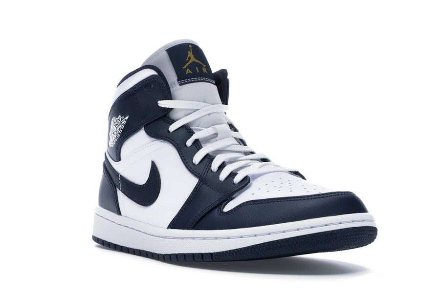 Jordan 1 Mid Blanc Métallisé Or Obsidien