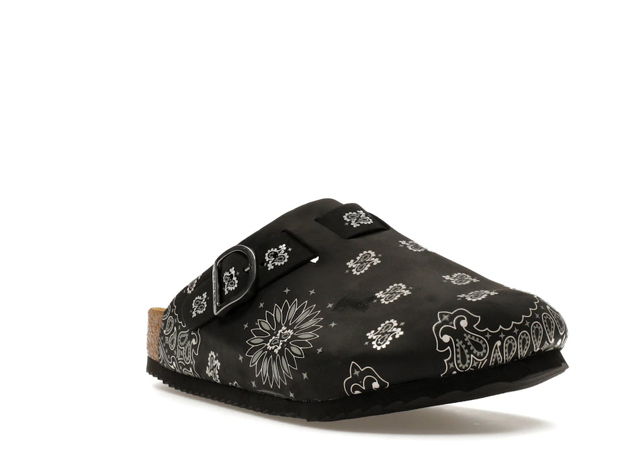 Sabots en daim à motif cachemire noirs Bravest Studios