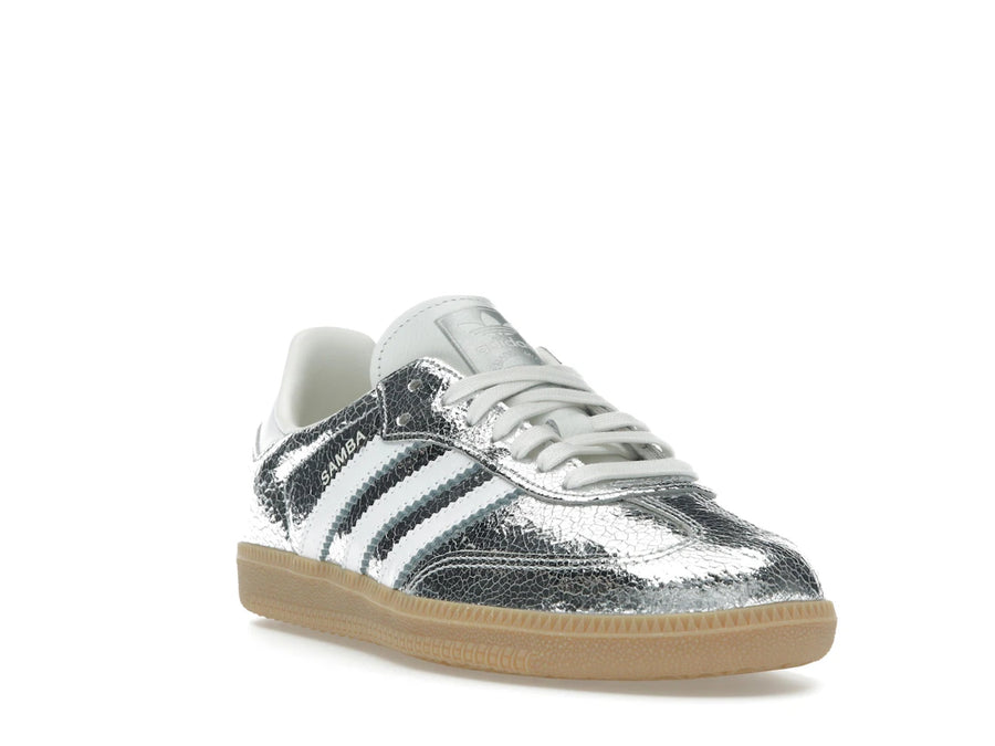 adidas Samba OG Silver Metallic Cracked Leather (Women's)