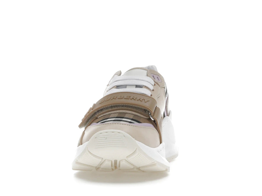 Baskets Burberry Ramsey à carreaux vintage beige taupe marron (Femme)