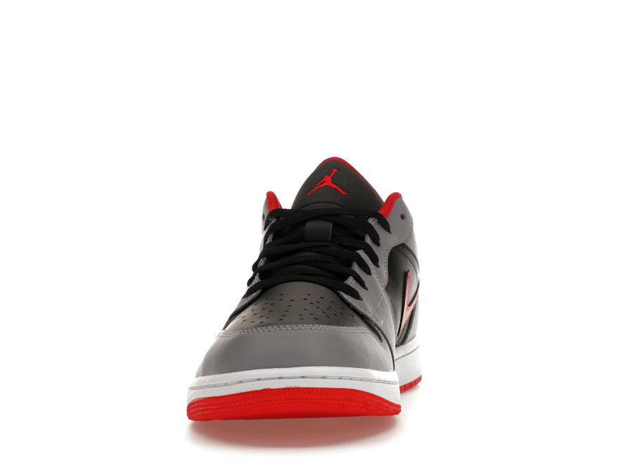 Jordan 1 Low Noir Gris fumé clair Rouge gym