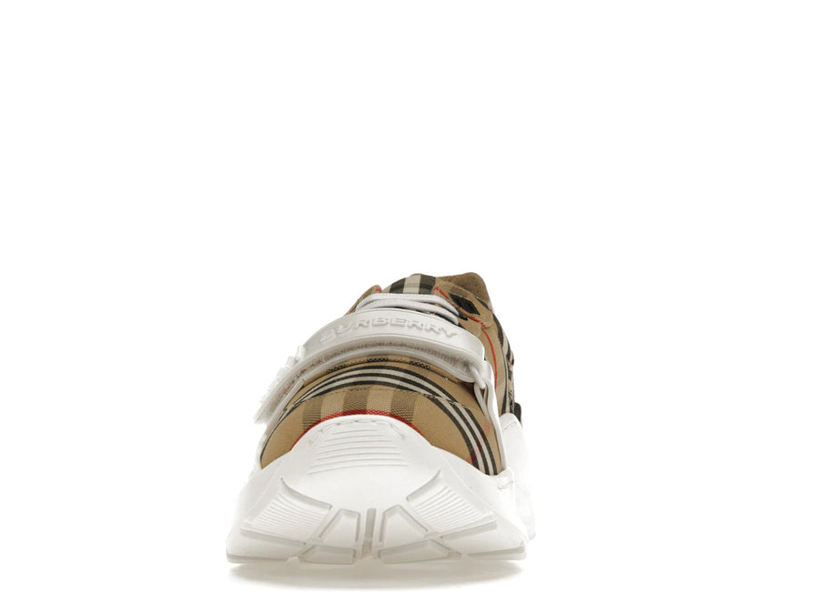 Burberry Ramsey Vintage Check Suede Leather Archive Biege White