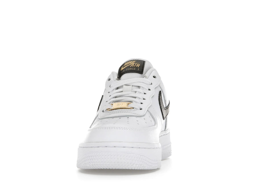 Nike Air Force 1 Low '07 Essential White Black Gold Mini Swoosh (Women's)