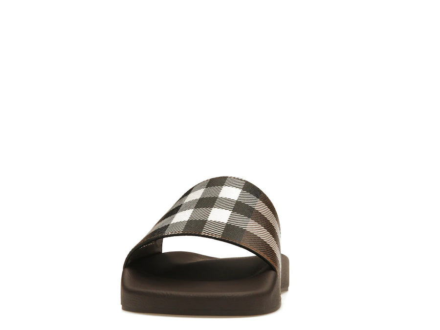 Sandales Burberry à carreaux marron foncé