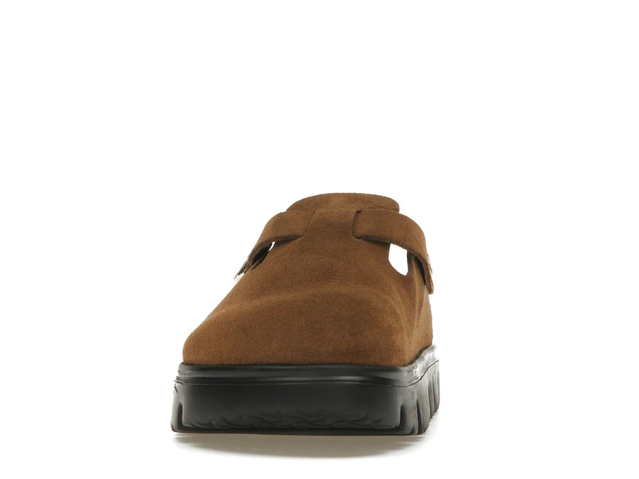 Birkenstock Boston Chunky Suede Noir Thé Foncé (Étroit) (Femme)