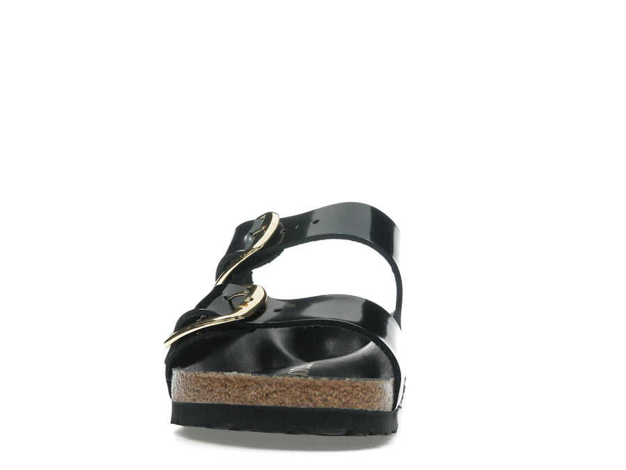 Birkenstock Arizona Big Buckle Cuir naturel verni Noir et or (Femme)