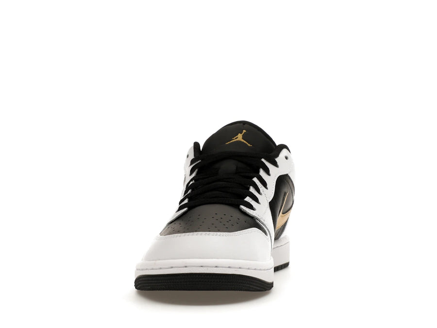 Jordan 1 Low Blanc Noir Swoosh Or Métallisé
