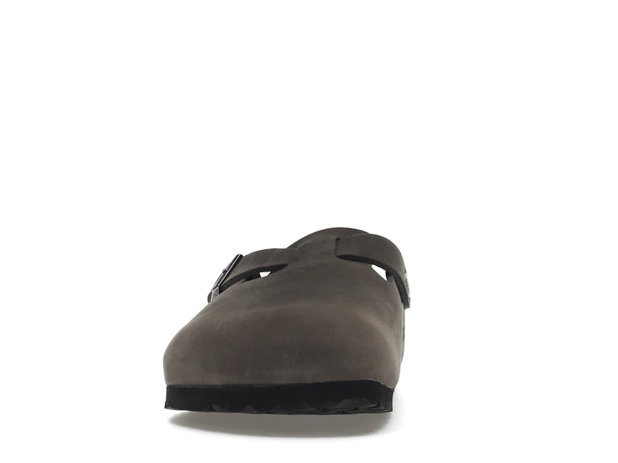 Birkenstock Boston, semelle souple, cuir huilé, gris fer