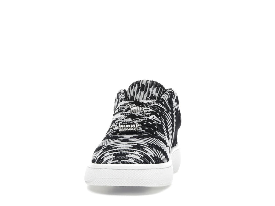 Baskets montantes Burberry Check Knit Box noires et blanches (femme)