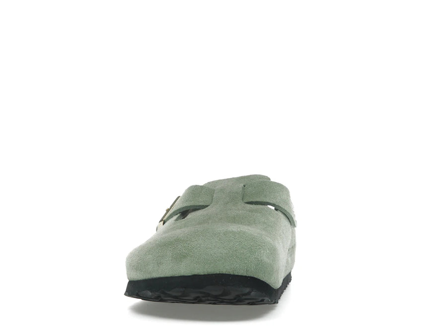 Birkenstock Boston à semelle souple en daim vert thé (coupe étroite)