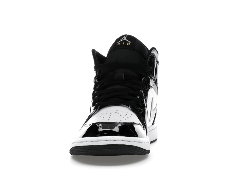 Jordan 1 Mid SE Patent Black White Metallic Silver Metallic Gold