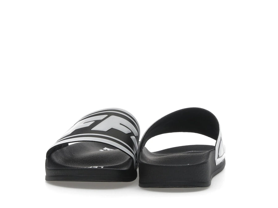 OFF-WHITE Embossed Logo Pool Slides Black White (Women's)