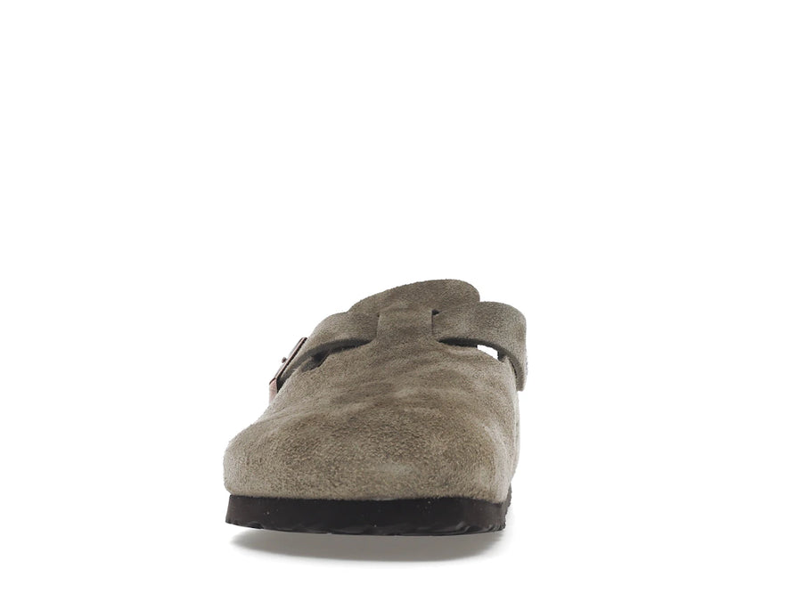 Birkenstock Boston à semelle souple en daim taupe (coupe étroite)