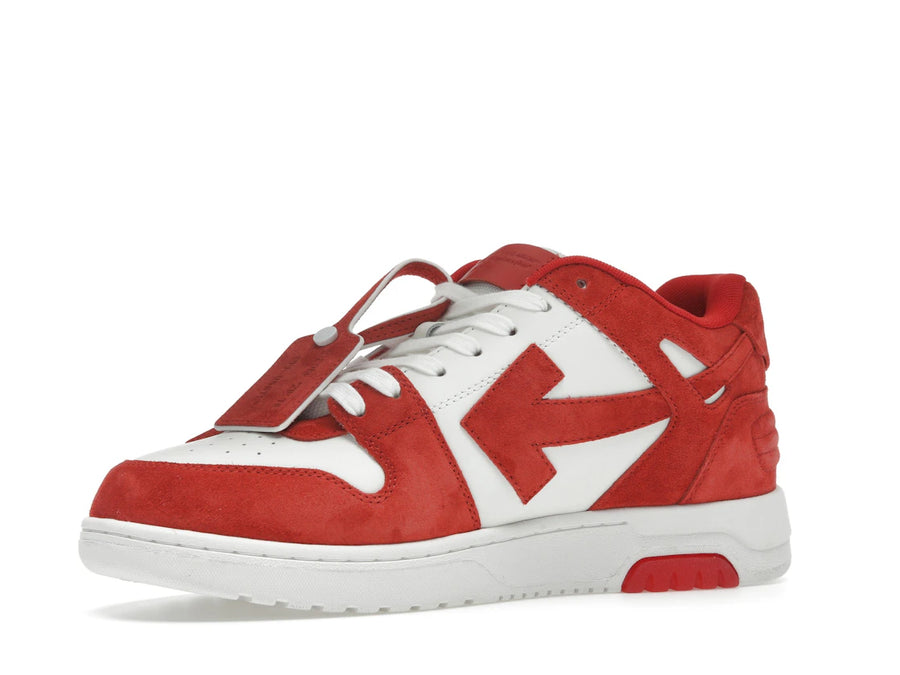 OFF-WHITE Out Of Office "OOO" Baskets basses en daim rouge brique et blanc