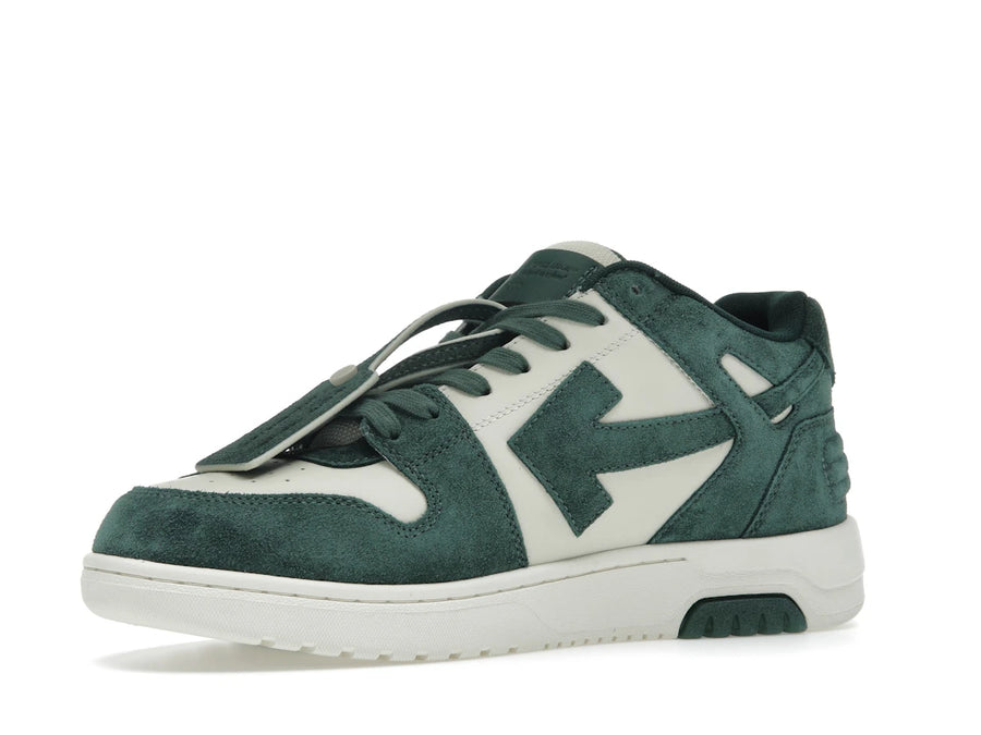 OFF-WHITE Out Of Office "OOO" Baskets basses en daim vert jais écru