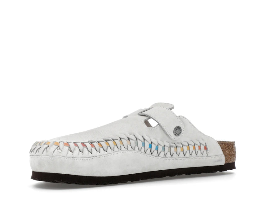 Birkenstock Boston en daim tressé Kith Blanc antique tie-dye