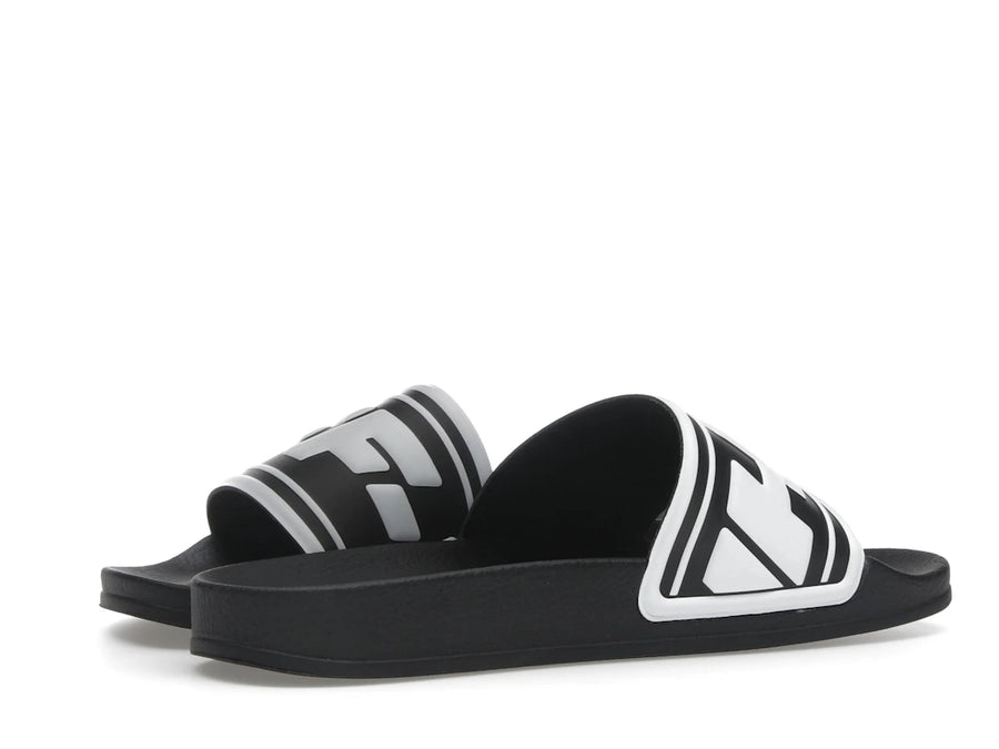 OFF-WHITE Embossed Logo Pool Slides Black White (Women's)