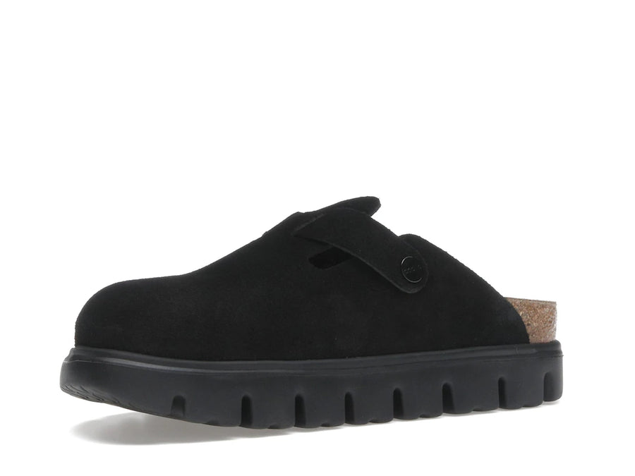 Birkenstock Boston Chunky Suede Black Black Sole (Narrow) (Women's)